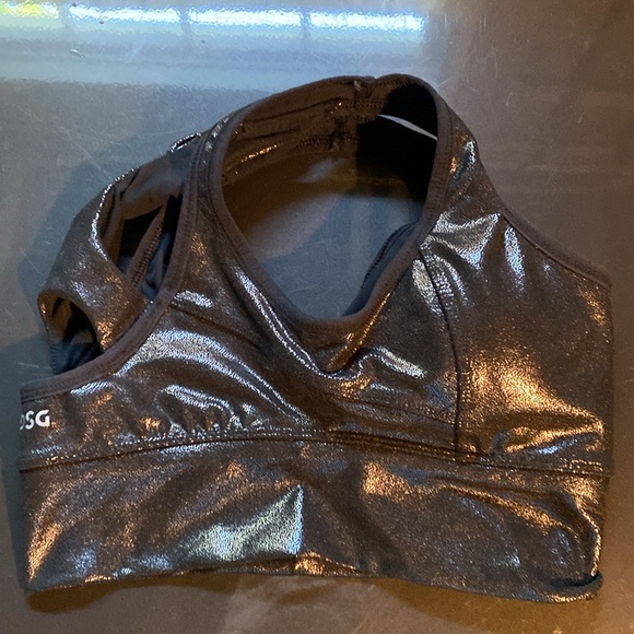 XS, DSG Back Sparkly Sports Bra Active Top Dance Festival Wear Silver Sparkle - Picture 9 of 16